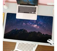 QRFASFZO Tappetino per mouse tappetino da ufficio multifunzione e antiscivolo,per migliorare la precisione e la velocità,Vista notturna della montagna naturale con lo spazio dell'universo de,80x30 cm