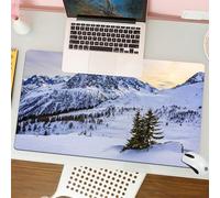 QRFASFZO Tappetino per mouse tappetino da ufficio multifunzione e antiscivolo,per migliorare la precisione e la velocità,Fattoria, paesaggio montano innevato al tramonto, pini tranquilli,80x30 cm