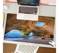 QRFASFZO Tappetino per mouse tappetino da ufficio multifunzione e antiscivolo,per migliorare la precisione e la velocità,Capolavoro della natura: grotta costiera con cielo che domina le acqu,80x30 cm