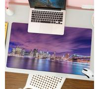 QRFASFZO Tappetino per mouse tappetino da ufficio multifunzione e antiscivolo,per migliorare la precisione e la velocità,Skyline moderno di New York di notte con grattacieli Manhattan USA Am,80x30 cm