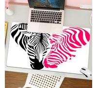 QRFASFZO Tappetino per mouse tappetino da ufficio multifunzione e antiscivolo,per migliorare la precisione e la velocità,Zebra rosa, coppia di zebre africane si mettono a testa in giù a form,80x30 cm