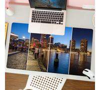 QRFASFZO Tappetino per mouse tappetino da ufficio multifunzione e antiscivolo,per migliorare la precisione e la velocità,Montaggio dello skyline di Boston dal giorno alla notte - Massachuset,80x30 cm