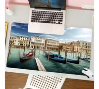 QRFASFZO Tappetino per mouse tappetino da ufficio multifunzione e antiscivolo,per migliorare la precisione e la velocità,Stampa fotografica italiana, gondole veneziane e laguna adriatica Ven,80x30 cm