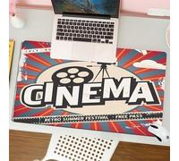 QRFASFZO Tappetino per mouse tappetino da ufficio multifunzione e antiscivolo,per migliorare la precisione e la velocità,Manifesto cinematografico retrò. Pubblicità cinematografica vettorial,80x30 cm