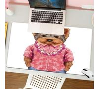 QRFASFZO Tappetino per mouse tappetino da ufficio multifunzione e antiscivolo,per migliorare la precisione e la velocità,Yorkie, Ritratto di un cane in forma umanoide con un rosso,80x30 cm
