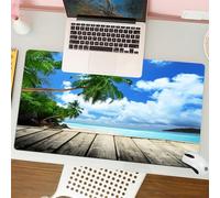 QRFASFZO Tappetino per mouse tappetino da ufficio multifunzione e antiscivolo,per migliorare la precisione e la velocità,Paesaggio, spiaggia di un'isola tropicale dal molo sul ponte vicino a,80x30 cm