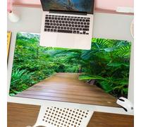 QRFASFZO Tappetino per mouse tappetino da ufficio multifunzione e antiscivolo,per migliorare la precisione e la velocità,Natura all'aperto, Ponte di legno Molo esotico Fuga Sentiero selvaggi,80x30 cm