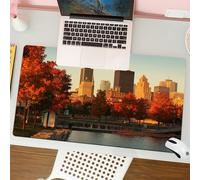 QRFASFZO Tappetino per mouse tappetino da ufficio multifunzione e antiscivolo,per migliorare la precisione e la velocità,Città, Vecchio Porto di Montreal Al mattino presto, pittoresco,80x30 cm