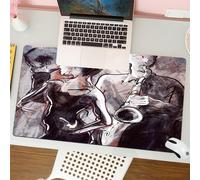 QRFASFZO Tappetino per mouse tappetino da ufficio multifunzione e antiscivolo,per migliorare la precisione e la velocità,Musica jazz, illustrazione di un uomo che suona il sassofono con ball,80x30 cm