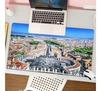 QRFASFZO Tappetino per mouse tappetino da ufficio multifunzione e antiscivolo,per migliorare la precisione e la velocità,Città del Vaticano Roma. Piazza San Pietro vista dalla Basilica di Sa,80x30 cm