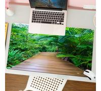 QRFASFZO Tappetino per mouse tappetino da ufficio multifunzione e antiscivolo,per migliorare la precisione e la velocità,Giungla Terrazza Legno Esotico Natura Selvaggia Sentiero Piante Tropi,80x30 cm