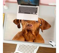 QRFASFZO Tappetino per mouse tappetino da ufficio multifunzione e antiscivolo,per migliorare la precisione e la velocità,Ritratto di un adorabile vizsla ungherese che guarda con curiosità la,80x30 cm