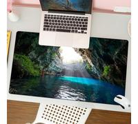 QRFASFZO Tappetino per mouse tappetino da ufficio multifunzione e antiscivolo,per migliorare la precisione e la velocità,Grotta, famoso lago Melissani sull'isola di Cefalonia in Grecia Grott,80x30 cm