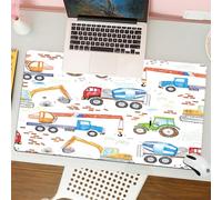 QRFASFZO Tappetino per mouse tappetino da ufficio multifunzione e antiscivolo,per migliorare la precisione e la velocità,bambini disegnati camion da costruzione trattore escavatore gru beton,80x30 cm