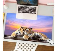 QRFASFZO Tappetino per mouse tappetino da ufficio multifunzione e antiscivolo,per migliorare la precisione e la velocità,Tigre maestosa con splendidi doppi ritratti, tigre nell'arte, tigre f,80x30 cm
