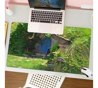 QRFASFZO Tappetino per mouse tappetino da ufficio multifunzione e antiscivolo,per migliorare la precisione e la velocità,Cottage fantasy, residenza accogliente con una porta rotonda blu imme,80x30 cm