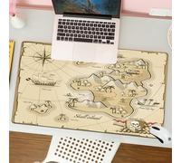 QRFASFZO Tappetino per mouse tappetino da ufficio multifunzione e antiscivolo,per migliorare la precisione e la velocità,Mappa disegnata a mano di Pirate, Treasure Island Sea Adventure,80x30 cm