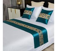 QRGMKL Corridori da Letto di Lusso Leggeri e Cuscini abbinati Corridore da Letto Premium per Piede del Letto Sciarpa da Letto Semplice per Camera da Letto d'albergo-Green||260X45cm for 2m Bed