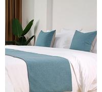 QRGMKL Nord Europa Letto Runners e Cuscini Coordinati Moderno Corridore Semplice Letto per Piede del Letto Morbido Sciarpa Letto Protector per Camera da Letto Hotel-Lake Blue||2 Pillowcases(45X45cm)