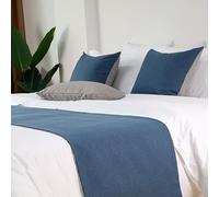 QRGMKL Nord Europa Letto Runners e Cuscini Coordinati Moderno Corridore Semplice Letto per Piede del Letto Morbido Sciarpa Letto Protector per Camera da Letto Hotel-Light Blue||2 Pillowcases(45X45cm)