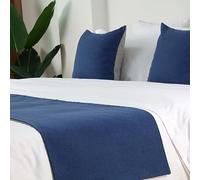 QRGMKL Nord Europa Letto Runners e Cuscini Coordinati Moderno Corridore Semplice Letto per Piede del Letto Morbido Sciarpa Letto Protector per Camera da Letto Hotel-Dark Blue||2 Pillowcases(45X45cm)
