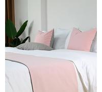 QRGMKL Nord Europa Letto Runners e Cuscini Coordinati Moderno Corridore Semplice Letto per Piede del Letto Morbido Sciarpa Letto Protector per Camera da Letto Hotel-Pink||2 Pillowcases(45X45cm)