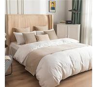 QRGMKL Nuovo copriletto di Lusso Runner Nord Europa Sciarpa Letto Morbido Colore Solido Camera da Letto Hotel Bedding Protector - Disponibile su Entrambi i Lati-Beige||2 Pillowcases(30X50cm)