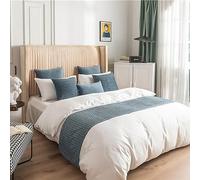 QRGMKL Nuovo copriletto di Lusso Runner Nord Europa Sciarpa Letto Morbido Colore Solido Camera da Letto Hotel Bedding Protector - Disponibile su Entrambi i Lati-Blue A||240X45cm for 1.8m Bed