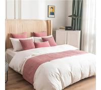 QRGMKL Nuovo copriletto di Lusso Runner Nord Europa Sciarpa Letto Morbido Colore Solido Camera da Letto Hotel Bedding Protector - Disponibile su Entrambi i Lati-Pink||240X45cm for 1.8m Bed