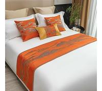 QRGMKL Nuovo Letto Runner Semplice cineseria Letto Sciarpa Jacquard Tessuto corridori e Cuscini Coordinati copriletto per Camera da Letto e Hotel-Orange||180X45cm for 1.2m Bed
