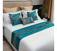 QRGMKL Nuovo Letto Runner Semplice cineseria Letto Sciarpa Jacquard Tessuto corridori e Cuscini Coordinati copriletto per Camera da Letto e Hotel-Green||2 Pillowcases(45X45cm)