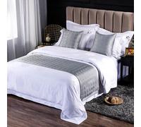 QRGMKL Nuovo Tinta Unita Corridori Letto Morbido Delicato sulla Pelle Sciarpe da Letto Ad Alta Precisione Geometrico Jacquard Biancheria da Letto Protettore Copriletto-Grey A||210X50cm for 1.5m Bed
