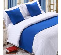 QRGMKL Premium Bed Runner per Il Piede del Letto, Tinta Unita Sciarpa da Letto in Cotone Lino copriletto Decorazione della casa Camera da Letto dell'hotel Bedding-Blue||240X50cm for 1.8m Bed