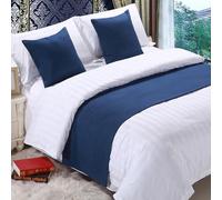 QRGMKL Premium Bed Runner per Il Piede del Letto, Tinta Unita Sciarpa da Letto in Cotone Lino copriletto Decorazione della casa Camera da Letto dell'hotel Bedding-Dark Blue||260X50cm for 2m Bed