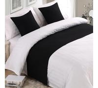 QRGMKL Premium Bed Runner per Il Piede del Letto, Tinta Unita Sciarpa da Letto in Cotone Lino copriletto Decorazione della casa Camera da Letto dell'hotel Bedding-Black||240X50cm for 1.8m Bed