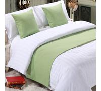 QRGMKL Premium Bed Runner per Il Piede del Letto, Tinta Unita Sciarpa da Letto in Cotone Lino copriletto Decorazione della casa Camera da Letto dell'hotel Bedding-Cyan||240X50cm for 1.8m Bed