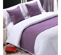 QRGMKL Premium Bed Runner per Il Piede del Letto, Tinta Unita Sciarpa da Letto in Cotone Lino copriletto Decorazione della casa Camera da Letto dell'hotel Bedding-Purple||210X50cm for 1.5m Bed