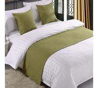 QRGMKL Premium Bed Runner per Il Piede del Letto, Tinta Unita Sciarpa da Letto in Cotone Lino copriletto Decorazione della casa Camera da Letto dell'hotel Bedding-Light Green||180X50cm for 1.2m Bed