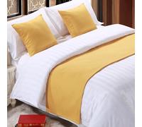 QRGMKL Premium Bed Runner per Il Piede del Letto, Tinta Unita Sciarpa da Letto in Cotone Lino copriletto Decorazione della casa Camera da Letto dell'hotel Bedding-Yellow||260X50cm for 2m Bed