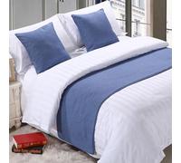 QRGMKL Premium Bed Runner per Il Piede del Letto, Tinta Unita Sciarpa da Letto in Cotone Lino copriletto Decorazione della casa Camera da Letto dell'hotel Bedding-Light Blue||210X50cm for 1.5m Bed