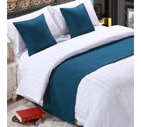 QRGMKL Premium Bed Runner per Il Piede del Letto, Tinta Unita Sciarpa da Letto in Cotone Lino copriletto Decorazione della casa Camera da Letto dell'hotel Bedding-Midnight Blue||260X50cm for 2m Bed