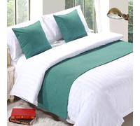 QRGMKL Premium Bed Runner per Il Piede del Letto, Tinta Unita Sciarpa da Letto in Cotone Lino copriletto Decorazione della casa Camera da Letto dell'hotel Bedding-Green||2 Pillowcases(45X45cm)