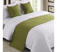 QRGMKL Premium Bed Runner per Il Piede del Letto, Tinta Unita Sciarpa da Letto in Cotone Lino copriletto Decorazione della casa Camera da Letto dell'hotel Bedding-Grass Green||260X50cm for 2m Bed