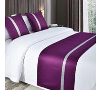 QRGMKL Runner da Letto Morbidi Come la Seta e Cuscini abbinati Sciarpa da Letto in Tinta Unita Corridore da Letto per Il Piede del Letto Copriletto a Contrasto di Colore-Purple||240X50cm for 1.8m Bed