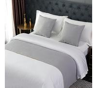 QRGMKL Runner Letto in Tinta Unita Morbida Sciarpa Senza sbiadimento Sciarpe di Biancheria da Letto semplici in Stile Europeo per Camera da Letto Hotel-Style 02||240x50cm for 1.8m Bed