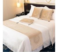 QRGMKL Stile Europeo Letto Runner Hotel Sciarpa Copriletti Copriletti Letto di Lusso Runner e Cuscini Coordinati Camera da Letto Bedding Protector-Beige||210X45cm for 1.5m Bed