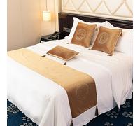 QRGMKL Stile Europeo Letto Runner Hotel Sciarpa Copriletti Copriletti Letto di Lusso Runner e Cuscini Coordinati Camera da Letto Bedding Protector-Gold||210X45cm for 1.5m Bed