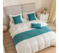 QRGMKL Super Morbido Velluto Letto Runner Shell Modello Sciarpa copriletto copriletto Tinta Unita Semplice Camera da Letto Camera da Letto Decorazione-Sky Blue||2 Pillowcases(45X45cm)