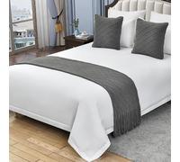 QRGMKL Tinta Unita Lavorato A Maglia Bed Runner Copriletto Diamond Bed Sciarpa Coperta di Lusso Biancheria da Letto Decor Divano Asciugamani per Camera da Letto e Hotel-Gray||240X60cm for 1.8m Bed