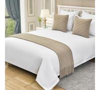 QRGMKL Tinta Unita Lavorato A Maglia Bed Runner Copriletto Diamond Bed Sciarpa Coperta di Lusso Biancheria da Letto Decor Divano Asciugamani per Camera da Letto e Hotel-Khaki||240X60cm for 1.8m Bed
